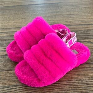 UGG Fluffy Hot Pink Slippers